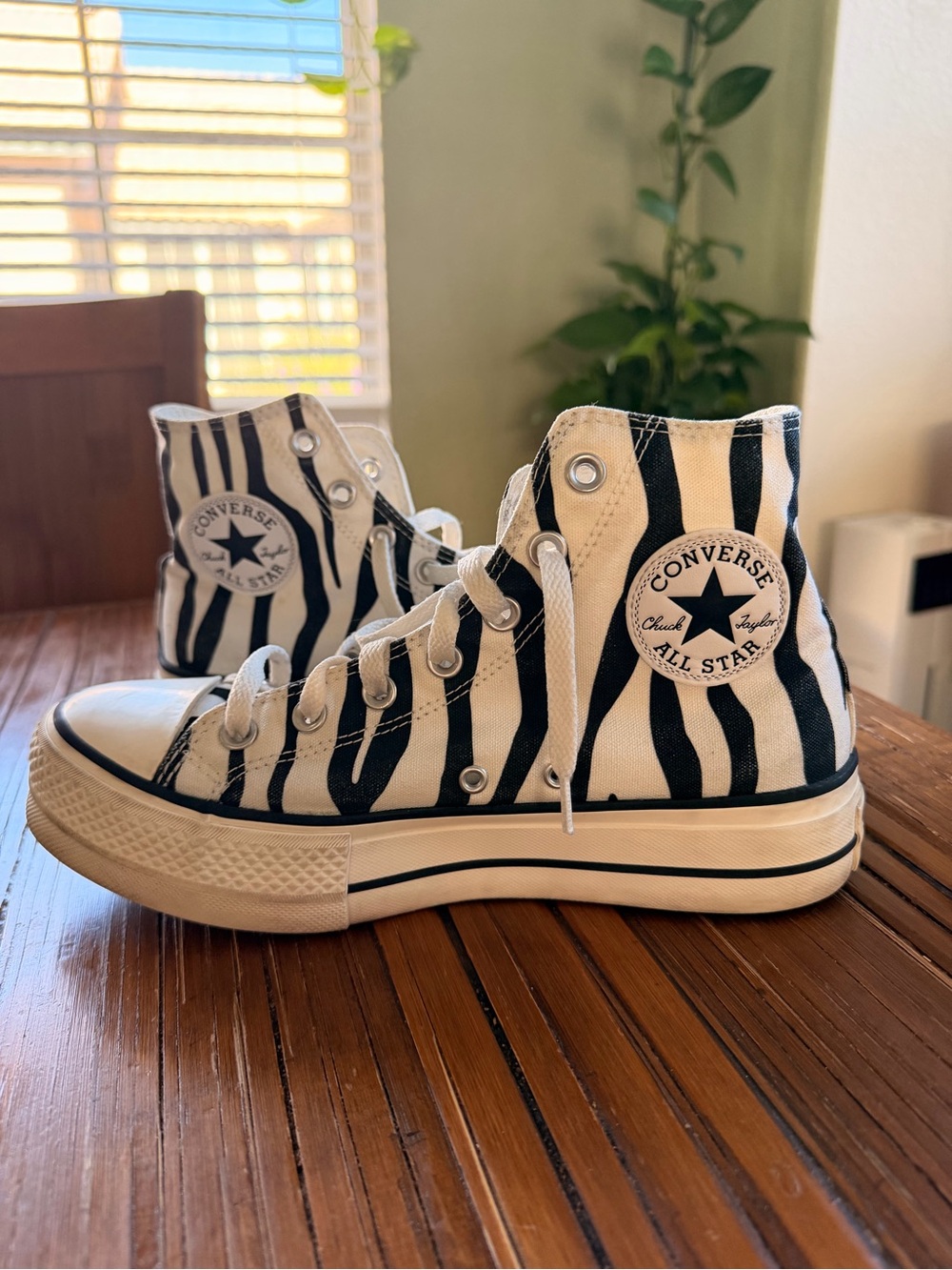 Converse Black and White Zebra Stripe High Top Sneakers